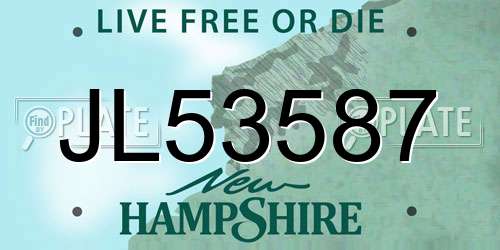 JL53587 New Hampshire License Plate