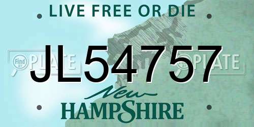 JL54757 New Hampshire License Plate