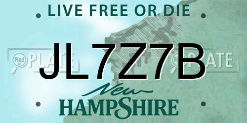 JL7Z7B New Hampshire License Plate