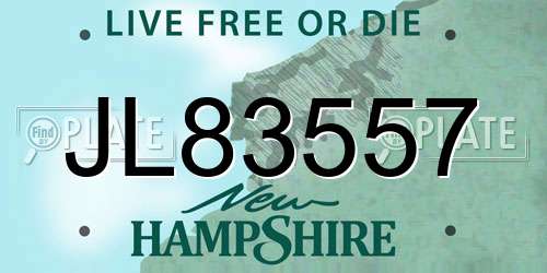 JL83557 New Hampshire License Plate