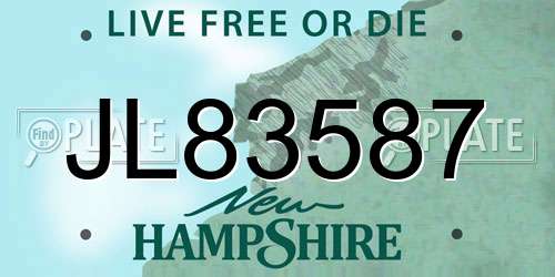 JL83587 New Hampshire License Plate