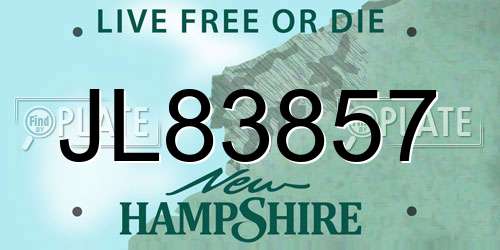 JL83857 New Hampshire License Plate
