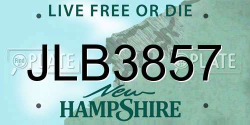 JLB3857 New Hampshire License Plate