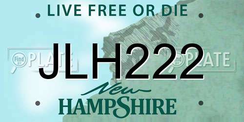 JLH222 New Hampshire License Plate
