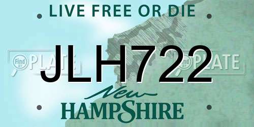 JLH722 New Hampshire License Plate