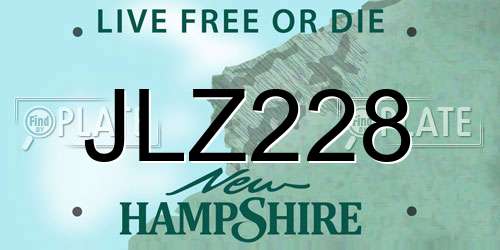 JLZ228 New Hampshire License Plate