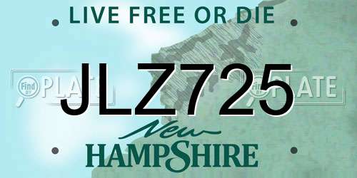 JLZ725 New Hampshire License Plate