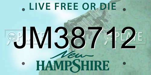 JM38712 New Hampshire License Plate