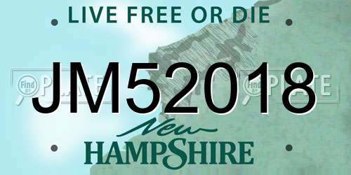 JM52018 New Hampshire License Plate