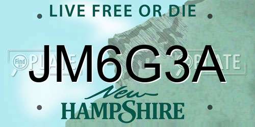 JM6G3A New Hampshire License Plate