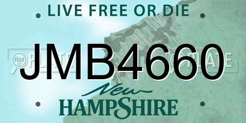 JMB4660 New Hampshire License Plate