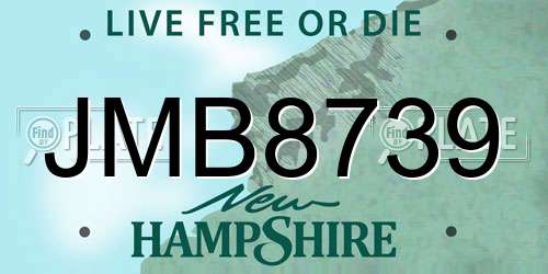 JMB8739 New Hampshire License Plate