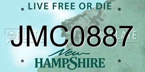 JMC0887 New Hampshire License Plate