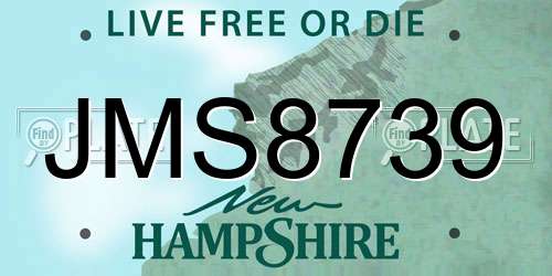 JMS8739 New Hampshire License Plate