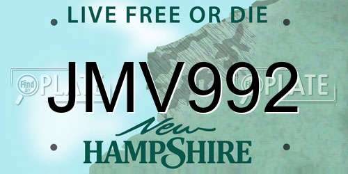JMV992 New Hampshire License Plate