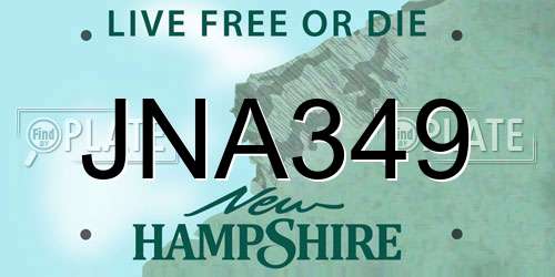 JNA349 New Hampshire License Plate