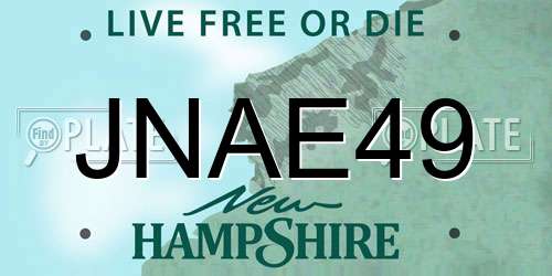 JNAE49 New Hampshire License Plate
