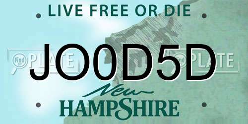 JO0D5D New Hampshire License Plate