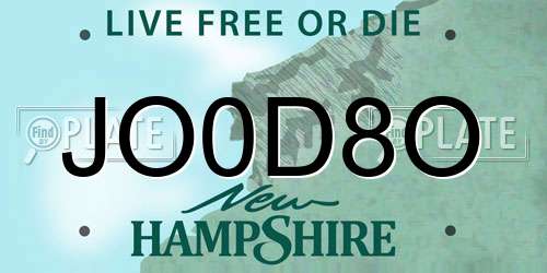 JO0D8O New Hampshire License Plate