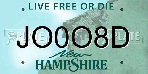 JO0O8D New Hampshire License Plate