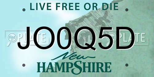 JO0Q5D New Hampshire License Plate