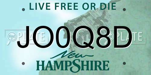 JO0Q8D New Hampshire License Plate