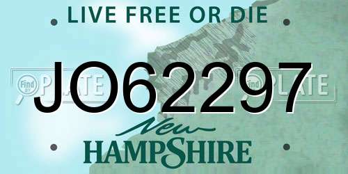 JO62297 New Hampshire License Plate