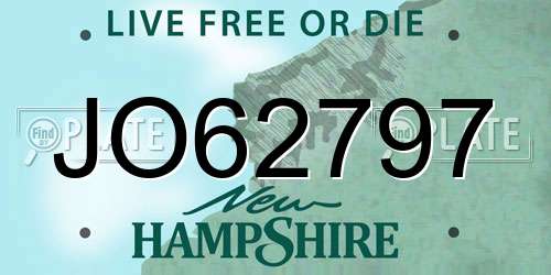JO62797 New Hampshire License Plate
