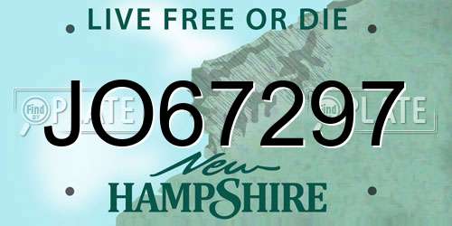 JO67297 New Hampshire License Plate