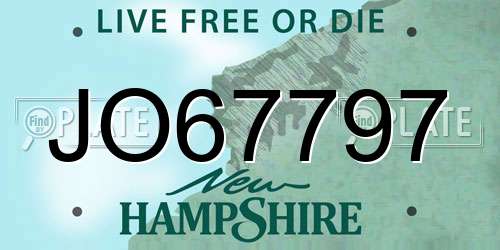 JO67797 New Hampshire License Plate