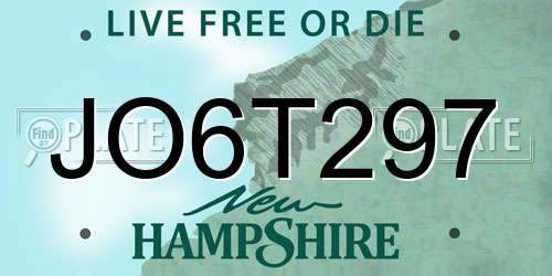 JO6T297 New Hampshire License Plate