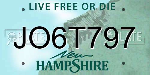 JO6T797 New Hampshire License Plate