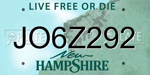 JO6Z292 New Hampshire License Plate