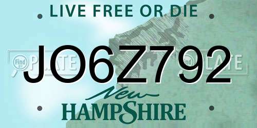 JO6Z792 New Hampshire License Plate