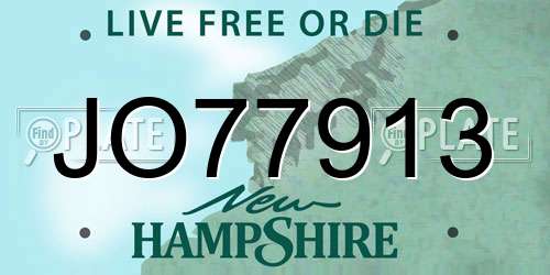 JO77913 New Hampshire License Plate