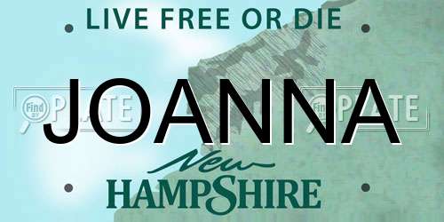 JOANNA New Hampshire License Plate
