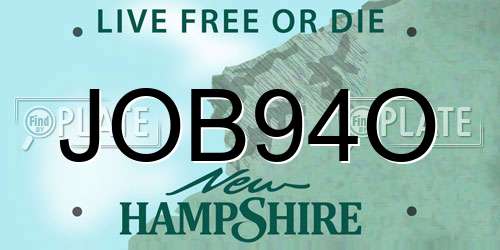 JOB94O New Hampshire License Plate