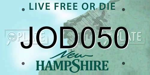 JOD050 New Hampshire License Plate