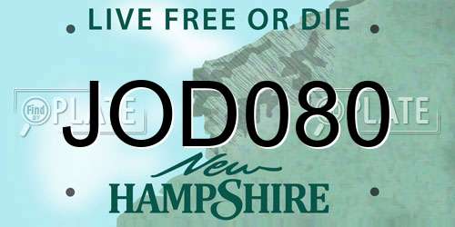 JOD080 New Hampshire License Plate