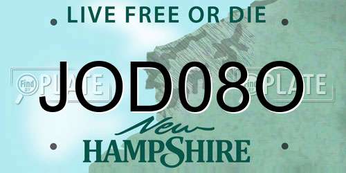 JOD08O New Hampshire License Plate