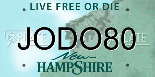 JODO80 New Hampshire License Plate