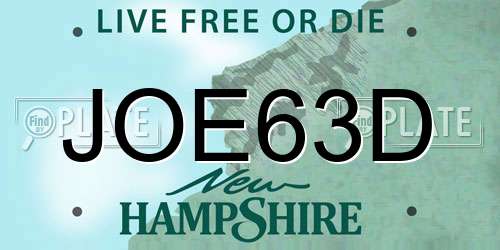 JOE63D New Hampshire License Plate
