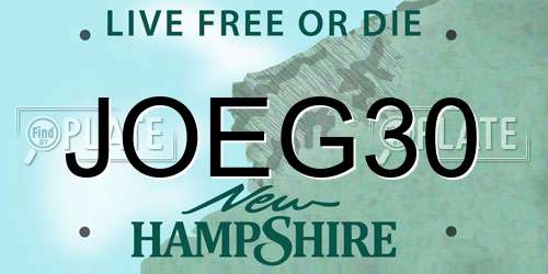 JOEG30 New Hampshire License Plate