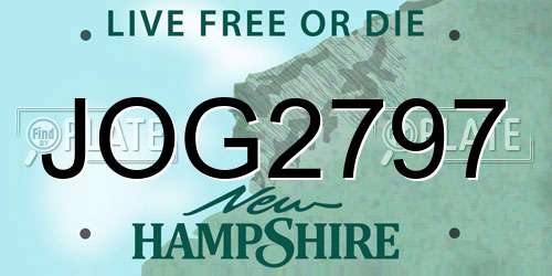 JOG2797 New Hampshire License Plate
