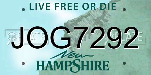 JOG7292 New Hampshire License Plate