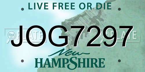 JOG7297 New Hampshire License Plate