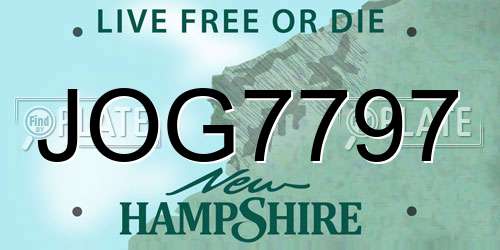 JOG7797 New Hampshire License Plate