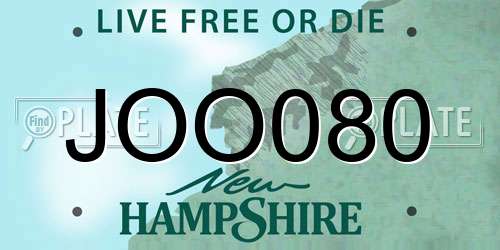JOO080 New Hampshire License Plate
