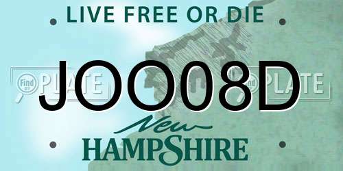 JOO08D New Hampshire License Plate