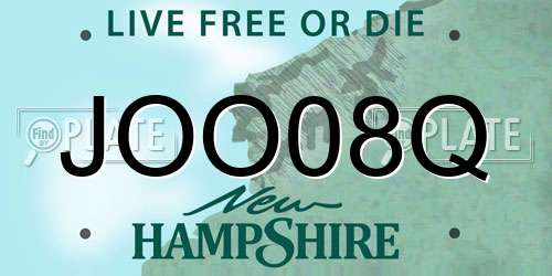 JOO08Q New Hampshire License Plate